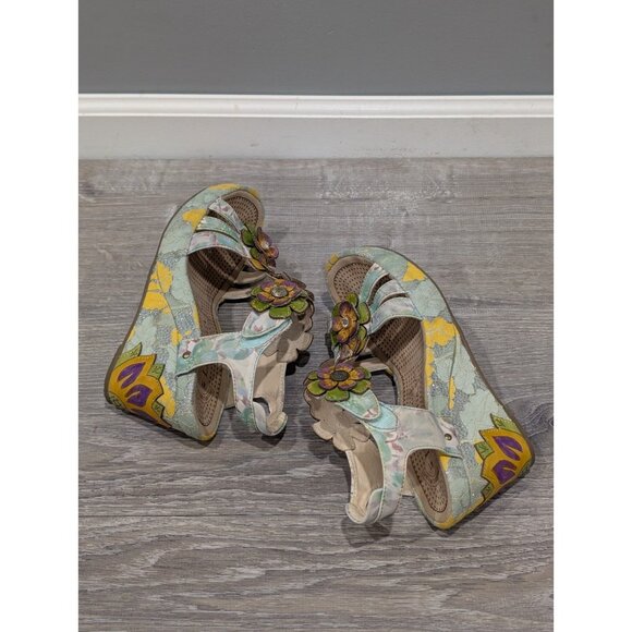 Laura Vita Jacsmino Fleur Wedge Sandals Multicolor Floral Boho Sparkle Sz 41 - Picture 6 of 16